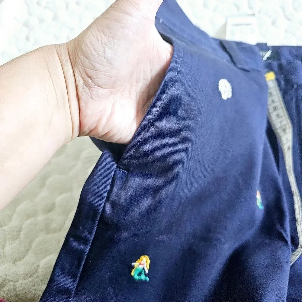 J. Crew Factory Navy Embroidered Bermuda Shorts